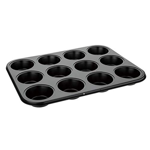 Vogue Carbon Steel Non-Stick Muffin Tray 12 Cup - Baking Sheet, Mould for Cupcakes, Desserts GD011