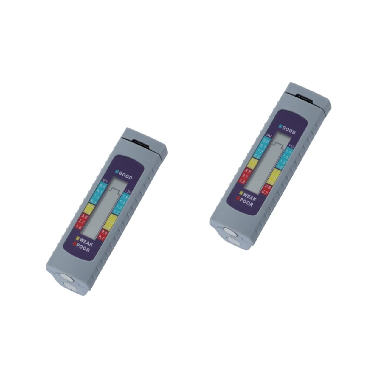 Uonlytech 2pcs Battery Capacity Tester Digital Checker for Aa AAA Batteries LCD Display Tricolor Lightweight Portable Power Supply Measurement Tool