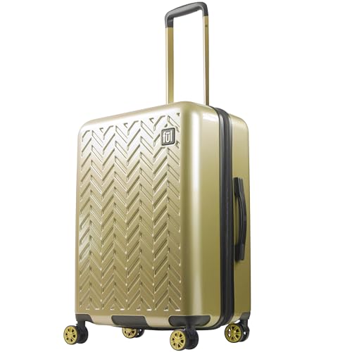 FUL Grove 27 Inch Rolling Luggage, Hardshell Suitcase with Spinner Wheels, Gold
