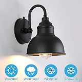 UYHGO Zewnętrzna Lampa ścienna z Czujnikiem Zmierzchu, Czarna Lampy Zewnetrzne, Metalu Kinkiety w Stylu Retro/Vintage, 1 x gniazdo E27, bez żarówki
