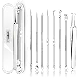 [Upgraded] 8PCS Blackhead Remover, Pimple Tool Kit, Acne Tools, Comedone Extractor, Blemish Whitehead Removal, Professional Curved Tweezers Kits, Premium Stainless Steel