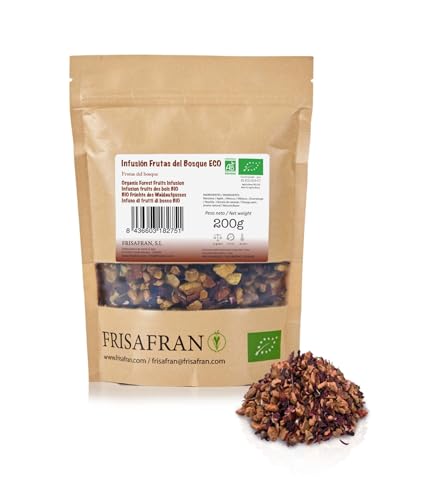 FRISAFRAN | Infusión Frutos del Bosque Ecológica 200g | Relajante | bolsas de te | Rico en Vitaminas | Té frutos del bosque | Frutos del bosque infusión | infusiones vitaminicas | infusión de especias