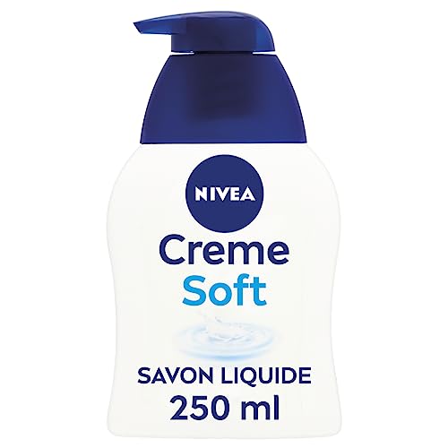 NIVEA Savon Liquide Crème Soft (6 x 250 ml), pour les mains à l’Huile d’Amande Douce, Savon à main doux pour la peau à la formule onctueuse