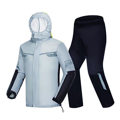 Hcclijo Chubasquero Ultrafino Transpirable Y Cómodo para Hombre Cubierta De Lluvia para Motociclistas Traje Reflectante para Motociclista 023 Only Suit GY 3XL