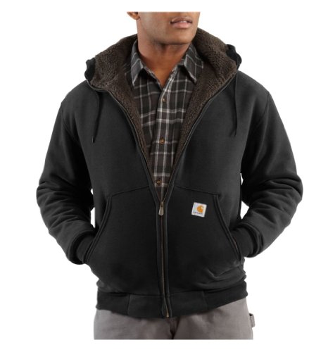 Carhartt Men's Brushed Fleece Sweatshirt Sherpa Lined, Black, X-Large