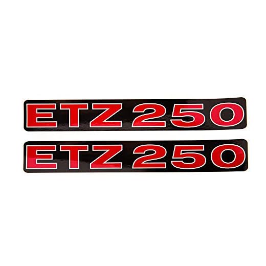 Set: 2X Schriftzug (Folie) ETZ 250" schwarz/rot/weiß für Seitendeckel - für MZ ETZ250