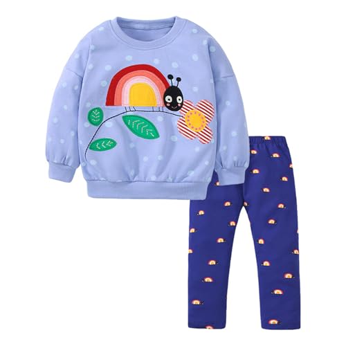 Image of HILEELANG Toddler Girl Fall Outfits Clothing Pants Set Sweatshirt Cotton Strench Leggings Playwear Sets 2pc