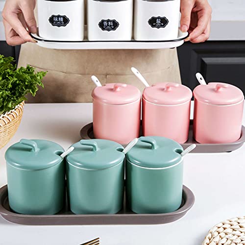 Haushaltszuckerdose mit Löffel, einfarbiger Zuckerbehälter, feuchtigkeits- und staubdichte Gewürzdosen aus Porzellan, Zuckertopf mit praktischem Deckel-Rosa-250-ml-Töpfe (Color : White1, Size : 250m 8 Haushaltszuckerdose mit Löffel, einfarbiger Zuckerbehälter, feuchtigkeits- und staubdichte Gewürzdosen aus Porzellan, Zuckertopf mit praktischem Deckel-Rosa-250-ml-Töpfe (Color : White1, Size : 250m