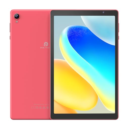 Image of PRITOM Tablets 10 inch, TAB10 Android 14 Tablet, Quad-Core, WiFi, 32 GB, 6000mAh, HD IPS Display, Dual Camera, Bluetooth (Pink)