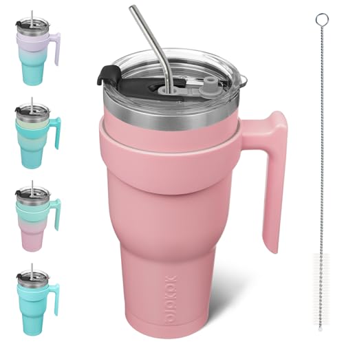 Image of BJPKPK 40 oz Tumbler with Handle & Straw, Insulated Stainless Steel Mug