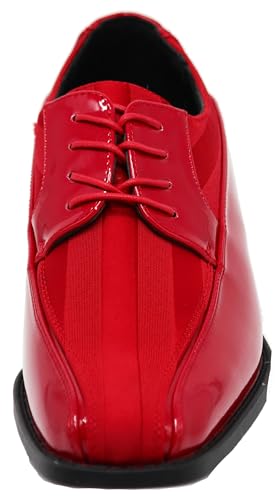 Image of BMY Men's Striped Satin Matching Patent Upper Oxfords Formal Dress Shoes