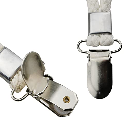Hscgin 4Pcs Cotton Rope Clip Hanging Clip 115X23Mm Braided Cotton Loop Towel Clip With Metal Clamp For Home, Bathroom, Kitchen, Storage, Bold Twill White, Badge #TOP3