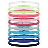 10pcs Elastic Thin Headbands for Women Non-Slip Hairband Stretchy Skinny Headbands Sports Athletic Hair Bands, Athletic Grip Elastic Single Skinny Sweatbands for Guide Sweat When Running Cycling
