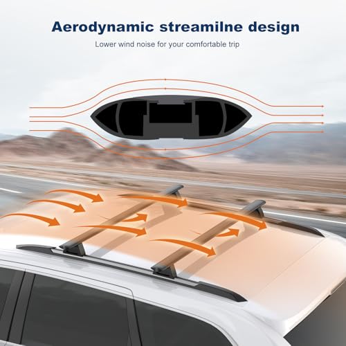 KUIPERAUTO Roof Rack Cross Bars Aluminum Compatible for 2017 2018 2019 GMC Acadia Rooftop Luggage Cargo Carrier Bars Rack crossbars for Snowboard Skiboard 165LBs Load Capacity by KUIPERAUTO - Image 5