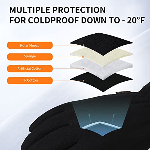 Ozero Deerskin Suede Leather Palm And Polar Fleece Back With Heatlok Insulated Cotton Layer Thermal Gloves, X-Large - Denim-Black #TOP3