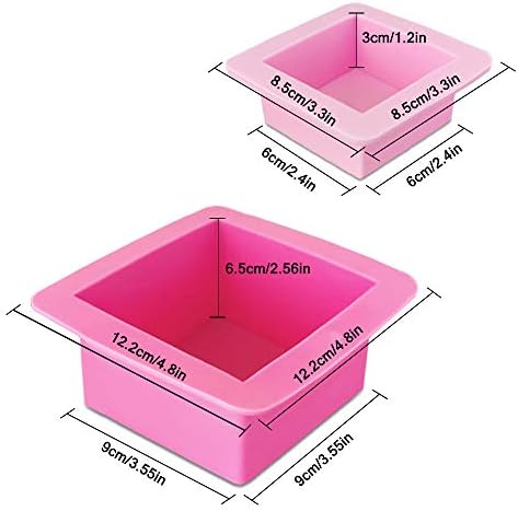 3 Pcs Non-Stick Square Baking Silicone Molds, AIFUDA Quick Release Bread Pan Bakeware Tray for Cheese Cake Tier Cake Handmade Toast Mold Bread Mould Soap Mold - Rose Red, Pink
