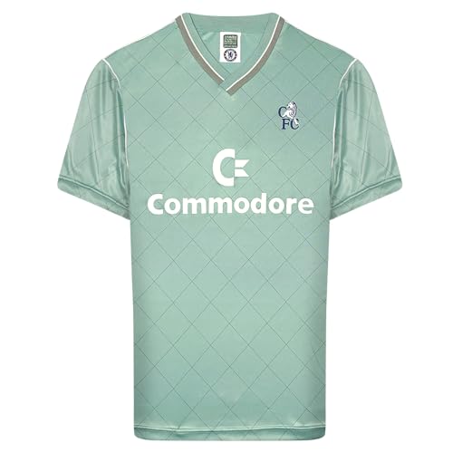 Image of Score Draw Chelsea 1988 Third Retro Football Shirt Green Medium Polyester