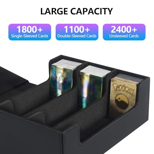 HZGXQN Trading Card Storage Box for MTG Card 1800+, Leather Magnetic Closure Commander Card Deck Case, collectible trading card Boxes cases organizer Fits for Magic Cards, Yugioh and Sports Cards