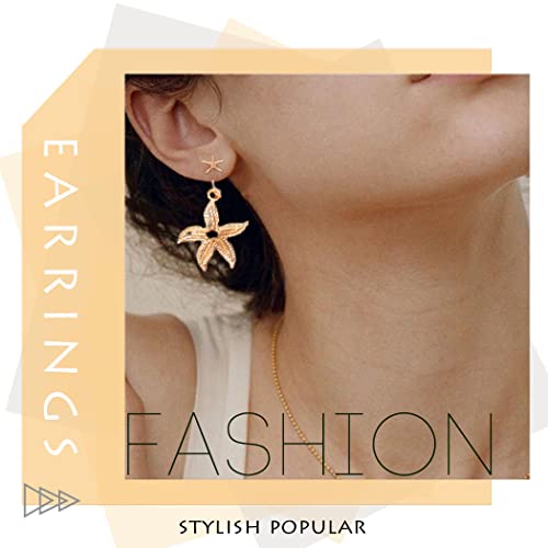 Boho Dangle Earring Set Gold Conch Summer Beach Pendant Earrings Bohemia Jewelry For Women And Girls ("Starfish"(5 Pairs)) #TOP5