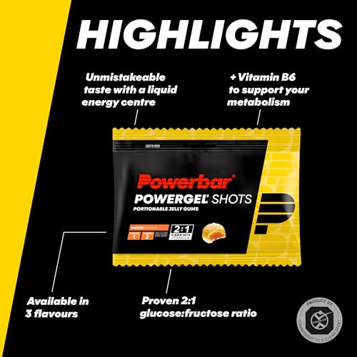 Powerbar PowerGel Shots Orange 24x60g - Carbohydrate Gums with C2MAX + Vitamin B6