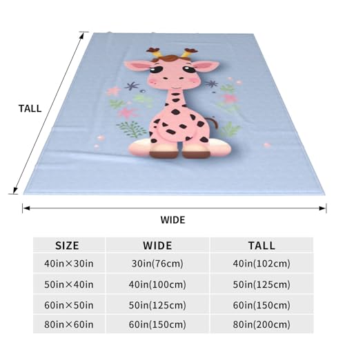 Couverture polaire rose girafe mignonne 127x101 cm pour canapé