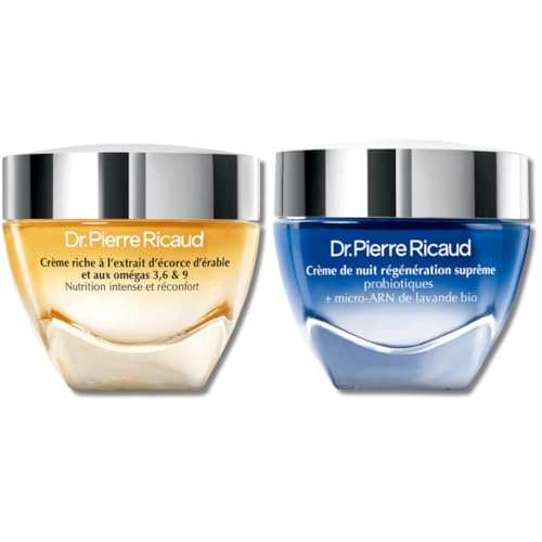 Duo Crèmes Jour & Nuit Dr Pierre Ricaud Soin Visage Hydratant Riche et Régénérant 2x40ml
