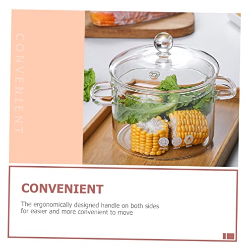 HOLIDYOYO Claro pote de vidro panela prática tigela de macarrão instantâneo frigideira antiaderente