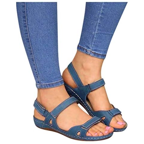 JYSwoshoe Orthopedic Sandals for Women, Womens Comfy Orthotic Sandal Anti-Slip Breathable Arch Support Platform Wedge Sandal Soft Comfortable Cover