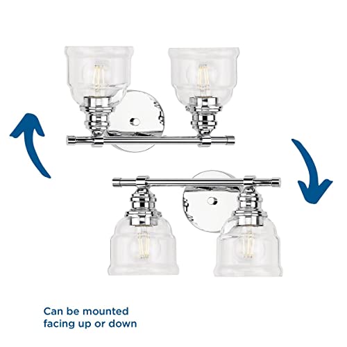 Progress Lighting Ambrose 13 in. Collection 2-Light Polished Chrome Clear Glass New Traditional Bath Vanity Light by Progress Lighting - Used condition - Image 2