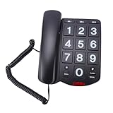 GOWENIC Schnurgebundenes Telefon mit Großen Tasten, One-Touch-Kurzwahl, 110 Dezibel Lauter Klingelton, mit Blinkender Kontrollleuchte und Wahlwiederholungsfunktion, für Senioren (Black)