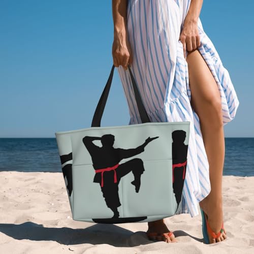 Sac de voyage polyvalent noir imprimé karaté grand format 45 cm - 2