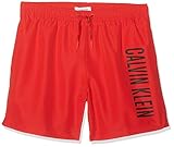 Calvin Klein Jungen MEDIUM Drawstring Badehose, Rot (Flame Scarlet 655), 8-10 Jahre