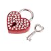 Produktbild Manyo Mini Diamanten Vorhängeschloss mit Schlüssel, Herzform, 3×4cm, 3Farben für die Auswahl, Ideal für Schmuck Aufbewahrungsbox Tagebuch Buch. (Rot)