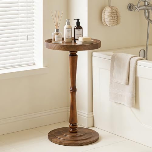 GENDLTHIJ Small Round Side Table, C Table End Tables for Sofa, Sofa Round Tables for Living Room (Walnut) by GENDLTHIJ - Used condition - Image 5