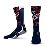 For Bare Feet NFL Men Women Team Color Logo Game Day Digi Mashup Performance Warm & Cold Weather Comfort Crew Sock (Houston Texans - Navy, Adult Medium)