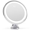 Fancii 10X vergrotende make-up spiegel met dimbaar natuurlijk LED licht – USB & batterij, 20cm breed, Sterke Zuignap…
