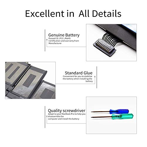 A1417 Battery Only For (Mid 2012 & Early 2013) A1398 Macbook Pro - Replacement Battery For A1398 Macbook Pro 15-Inch Retina (Mid 2012, Early 2013 Version) - Emc 2512 Or 2673 [11.26V/99Wh] #TOP5
