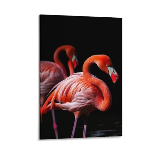 Toile murale imprimée de qualité premium motif flamants roses design artistique
