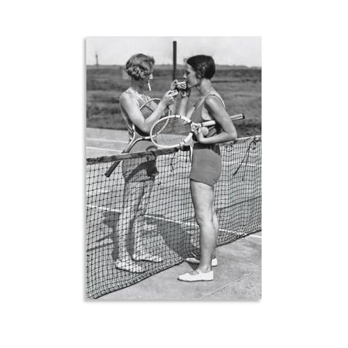 Póster de tenis vintage, impresión de tenis vintage, arte de tenis vintage, tenis para mujer, impresión de tenis y humo, fotografía vintage en blanco y negro