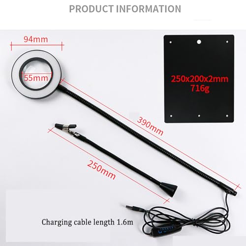 Miniatura 7 de Soldadura A Tercera Mano,Con Lámpara De Aumento Led 6x,Mesa Auxiliar De Soldadura Manual Con 4 Brazos Flexibles,Mesa De Soldadura Con Luz,Adecuada Para Soldadura, Joyería Y Bricolaje