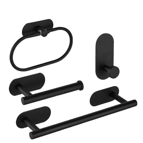 Juego de accesorios de baño, 4 piezas, sin taladro, toallero de baño, estante de ropa montado en la pared, soporte para toallas individual, barra de toalla para colgar en la pared, acero inoxidable