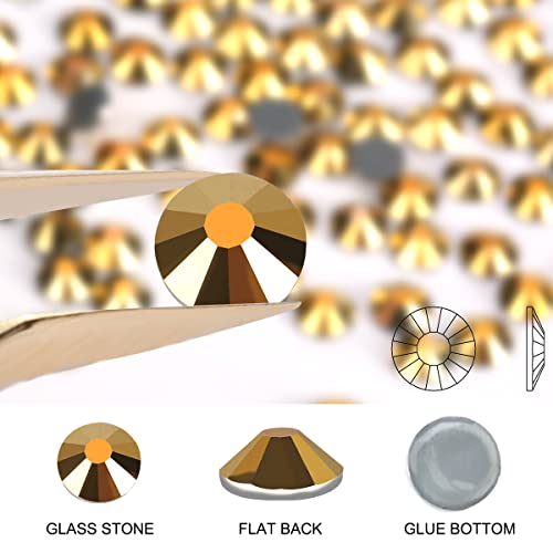 Hotfix Rhinestones For Crafts Flatback Rhinestones Glass Rhinestones Round Crystal Gems Hot Fix Rhinestones Bluk Gold (Ss30/6.4Mm/288Pcs) #TOP2