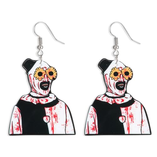 Halloween Theme Funny Acrylic Cartoon Earrings Creative Punk Skull Knife Grimace Dangle Earrings Creative Nightclub Jewelry for Women Halloween Costume Party Exaggeration Accessories