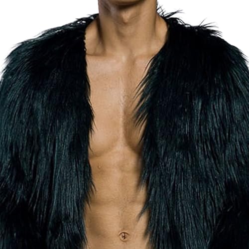 DGHM-JLMY Men's Essential Versatile Faux Fur Coat Long Fashion Faux Fur Coat Daily Trend Thickened Warm Trench Coat3