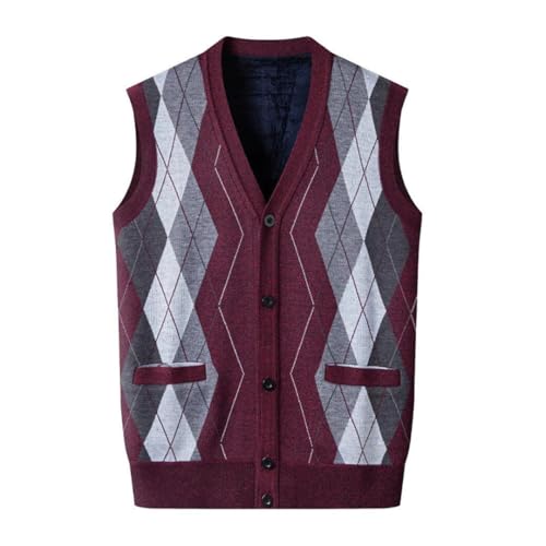 Men's Argyle Knit Sweater Vest V-Neck Button Down Sleeveless Cardigan Classic Spring Autumn Casual Top4
