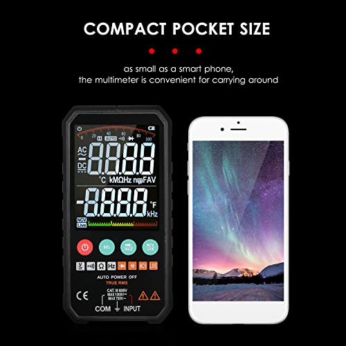Mufern Multímetro digital LCD de 3,3 polegadas com tamanho de palma superfino Medidor universal True