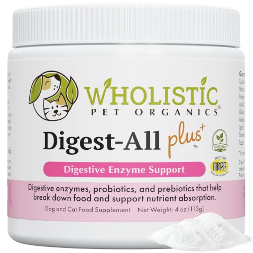 Probiotics for Dogs and Cats with Prebiotics, 4 Oz, 113 Scoops | 10 Billion CFUs for Digestion, Nutrient Absorption, and Gut Balance - Plant Based Digestive Enzymes for Dogs and Cats