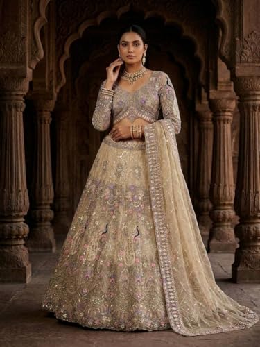 Image of Lehenga choli For Womens and Girls Soft Butterfly Net Lehenga Choli with Coding Sequins Work Dupatta | Semi Stitched Designer Ethnic Set