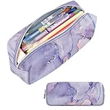 FINPAC Estuche Escolar de Lápices con 1 Compartimento, Gran Capacidad Portalápices, Bolsa Organizador de papelería Oficina, Niños, Niñas y Adultos, (Mármol Morado)