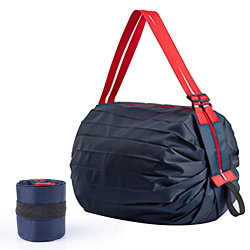 FINELYCR Sacs de Magasinage, 68 cm Sac Shopping Pliable Bleu Marine Sac Courses Reutilisable, Nylon Indéchirable, Cabas pour Courses, Pique-Nique, Voyage Cover